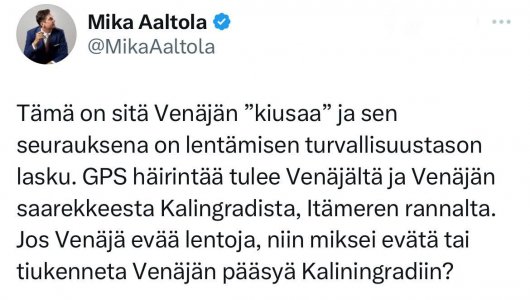 Финский политик заявил, что Калининград нужно закрыть для перелетов в Россию. Что послужило причиной такого предложения 