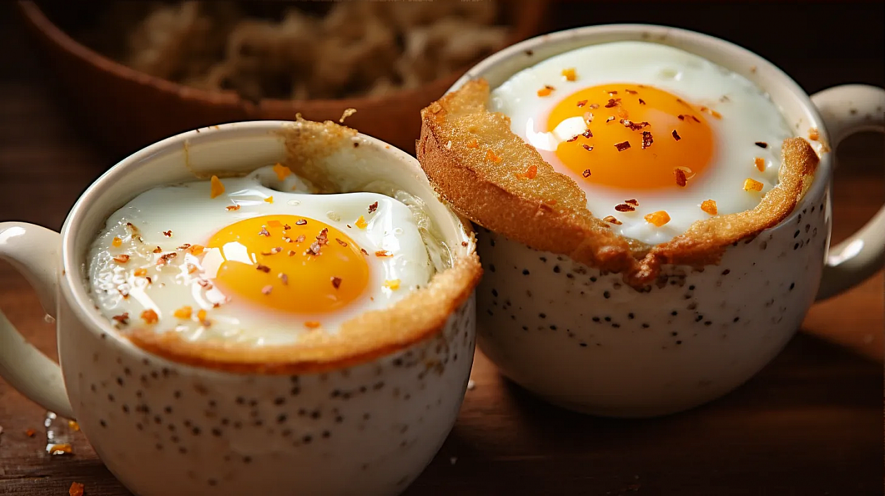 Яичница в кружке, быстрая яичница, яичница в микроволновке, как сделать яичницу, рецепт яичницы