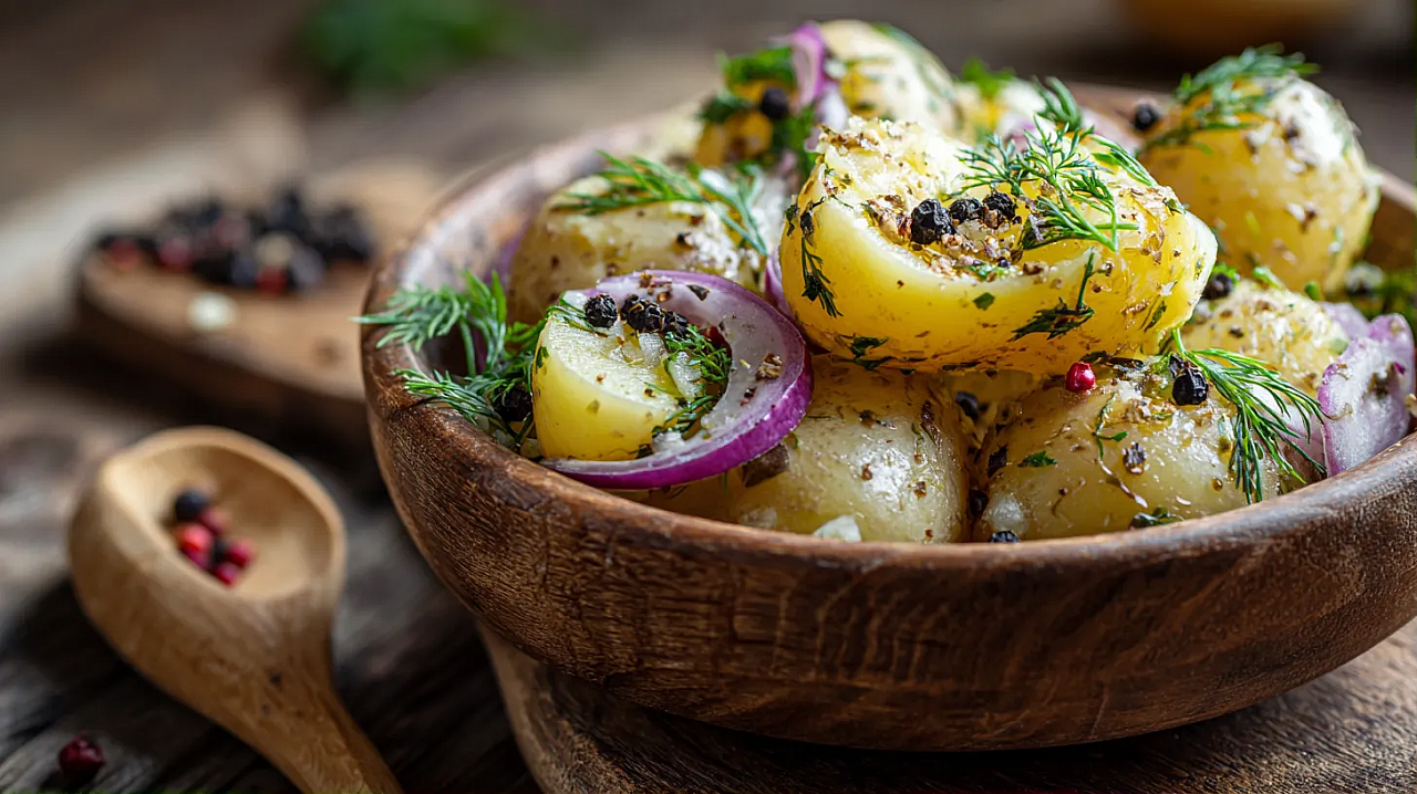 Салат из картошки, салат с молодой картошкой, летний салат, дачный салат, освежающий салат