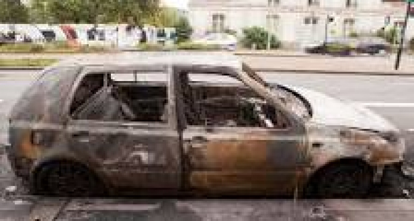 В Калининграде в центре вспаханного поля нашли сгоревшую иномарку (видео)