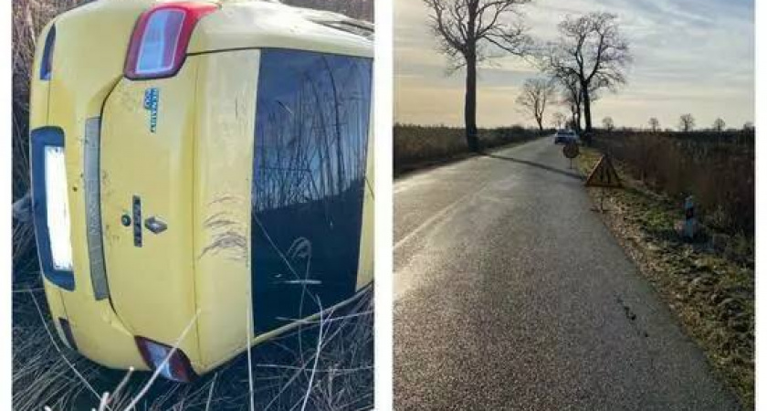 В Славском районе автомобиль вылетел в кювет, машина перевернулась 