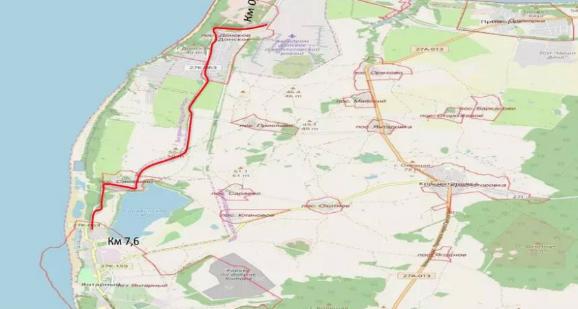 В Калининградской области планируется капремонт дороги из Донского в Янтарный