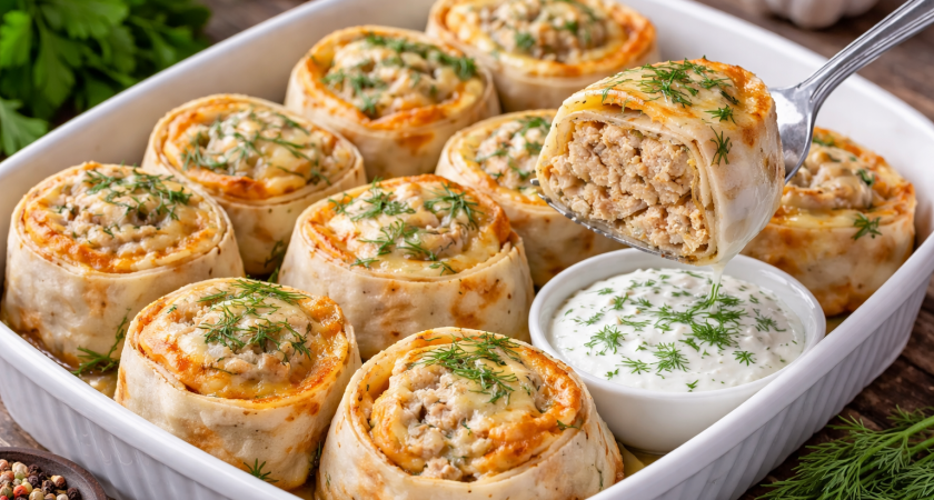 Лаваш снова спас ужин: этот рулет на вкус как пельмени, а возни — на 10 минут