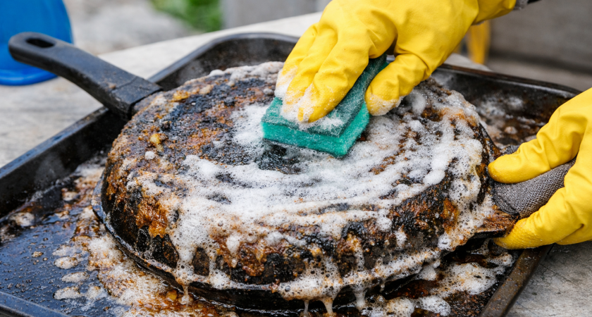 Вековой нагар и жир сходят прямо на глазах: хозяйки показали быстрый способ очистки старых сковородок