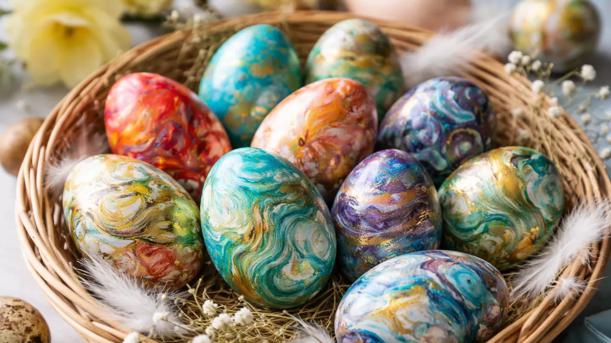 Не луковая шелуха и не наклейки: как сделать мраморные пасхальные яйца за 20 минут