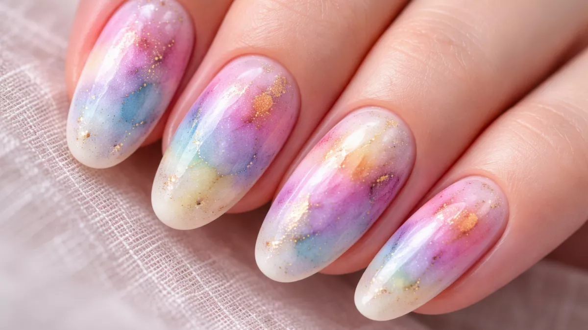 Акварельный маникюр снова в моде: почему женщины отказываются от плотных покрытий