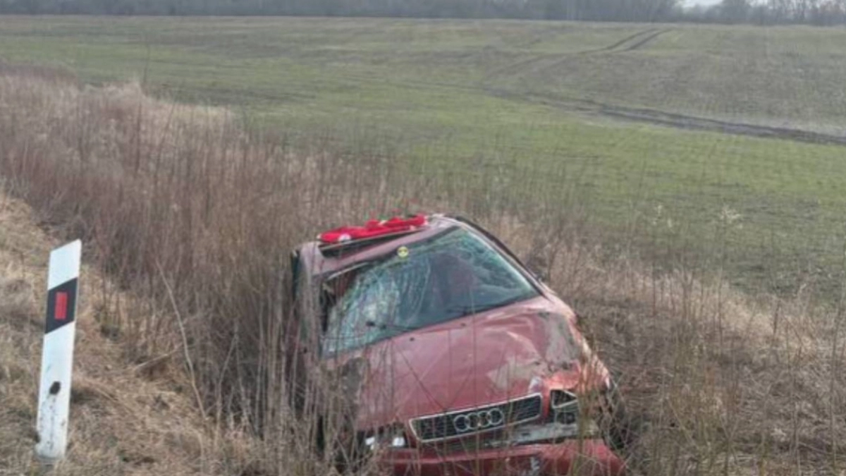 В Гусевском районе под Добровольском Audi улетела в кювет: водитель в больнице