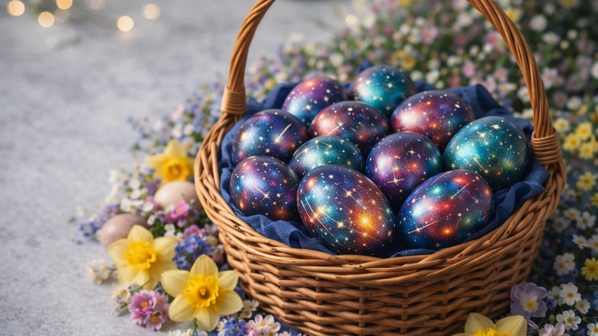 «Галактические яйца» к Пасхе: мои дети в восторге , простой способ превратить скорлупу в космический арт