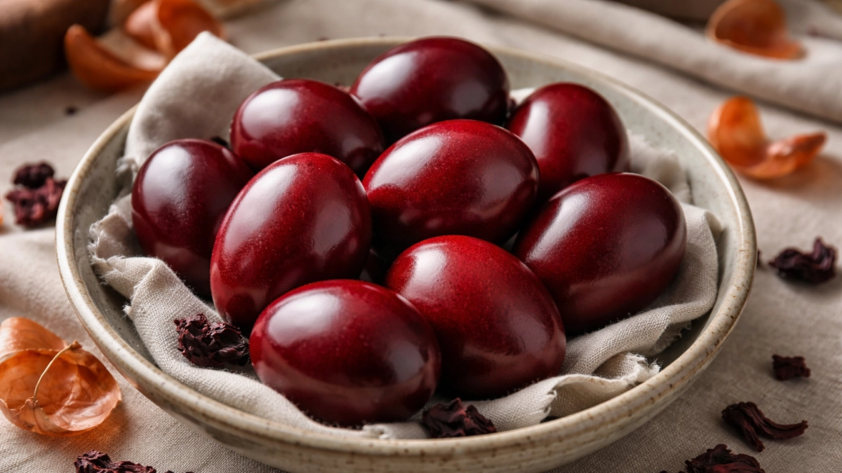 Как покрасить яйца на Пасху 2026 в бордовый цвет с блеском: простой способ без химии