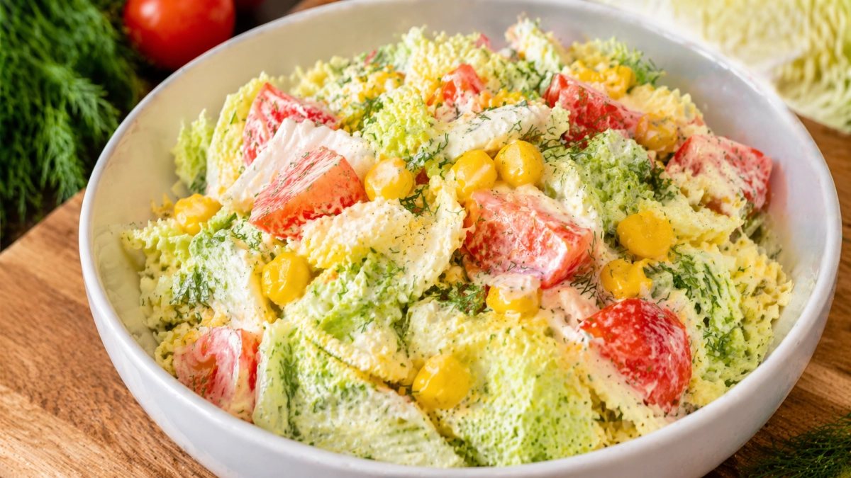 Быстрый салат с пекинкой — настолько сочный и хрустящий, что исчезает со стола за минуты, а готовится 5 минут