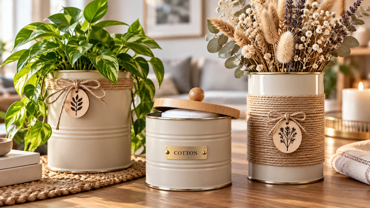 Не выбрасываю жестяные банки из-под кофе: 3 переделки, после которых они выглядят как дорогой декор